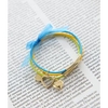 Set of 3: Heart Charm Elastic Cord Bracelet Turquoise - One Size