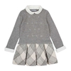 Girls Knit Plaid Dress - Grey