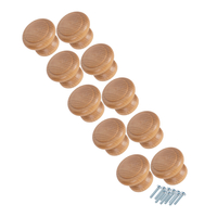 10 x Wooden Cupboard Door Knobs - Dark Oak