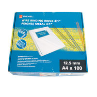 100 x Acco A4 Wire Binding Rings - Silver - 12.5mm 3:1"