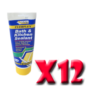 12 x Everbuild Bath & Kitchen Sealant Squeezy Tube White