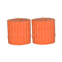 2 x Amscan Pillar Wax Candle - Orange