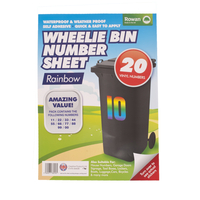 3 x Rowan Wheelie Bin Vinyl Numbers - Rainbow