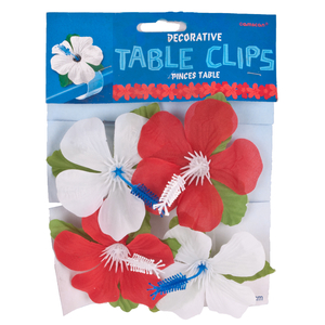 4 x Amscan Decorative Party Table Clips - Hibiscus Flowers