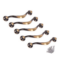 5 x Bow Cabinet Door Handles - Antique Brass - 96mm