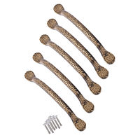 5 x Bow Cabinet Door Handles - Antique Brass - 96mm