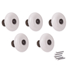 5 x Ceramic Cupboard Door Knobs - White & Brass
