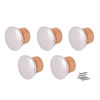 5 x Cupboard Door Knobs - Chrome & Wood