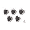 5 x Cupboard Door Knobs - Black & Chrome