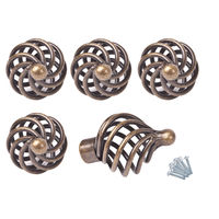 5 x Twist Cage Cupboard Door Knobs - Brass