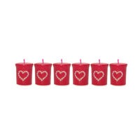 6 x Amscan Valentines Wax Candles - Love Heart - Dark Pink