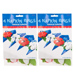 8 x Amscan Decorative Party Napkin Rings - Hibiscus Flowers