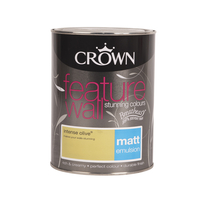 Crown Feature Wall Matt Emulsion Paint - Intense Olive - 1.25L