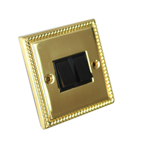 GET Modern Light Switch - Georgian Brass - 2 Gang 2 Way