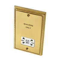 Newlec Bathroom Dual Shaver Socket - Georgian Brass - 230V & 115V