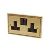 Newlec Double Plug Socket - 2 Gang - Georgian Brass