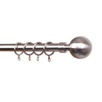 Stainless Steel Curtain Pole Hooks & Finials - 19mm - 2m