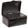 Weatherproof Outdoor Double Unswitched Plug Socket - Black - 13A