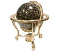 Black Agate 9in Full Meridian 3 Leg Night Sky Gemstone Globe (Night Sky Black Agate Gemstone Globe 9" Three Legged Stand Full Meridian)