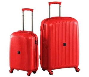 (?)Caribee Globe Spinner Twin Hard Sheel Luggage Set (Red) (Red)