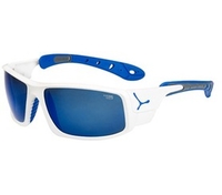 Cebe Ice 8000 Sunglasses (4000 Grey Mineral I.R. Blue Lens Shiny White/Blue Frame) (4000 Grey Mineral I.R. Blue Lens Shiny White/Blue Frame)