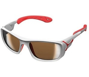 (?)Cebe Ice Sunglasses (Shiny Silver/Red with 2000 Brown AR Lens) (silver)