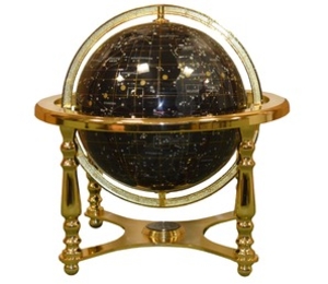 Gemstone Black Agate 9in/200mm Full Meridian 3 Leg Night Sky Globe (Gemstone Black Agate 9in/200mm Full Meridian 3 Leg Night Sky Globe)