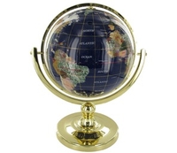 Gemstone Lapis Blue 9in Full Meridian Pedestal Globe (Gold) (9in)
