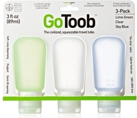 (~)HumanGear GoToob Pack of 3 Travel Tube Large 3Floz/89ML (Clear/Green/Blue) (Clear/Green/Blue)