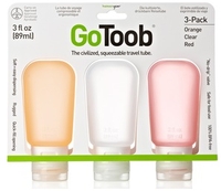 HumanGear GoToob Pack of 3 Travel Tube Large 3Floz/89ML (Clear/Orange/Red) (Clear/Orange/Red)
