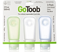 (~)HumanGear GoToob Pack of 3 Travel Tube Medium 2Floz/60ML (Clear/Green/Blue) (Clear/Green/Blue)