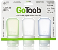 (~)HumanGear GoToob Pack of 3 Travel Tube Small 1.25Floz/37ML (Clear/Green/Blue) (Clear/Green/Blue)