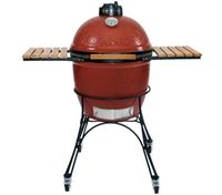 Kamado Joe 23in Ceramic Grill with Cart and Side Shelves and Heat Deflector (Red) (Red)