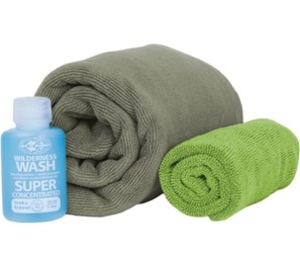 Sea to Summit Tek Towel Wash Kit (Size Medium/Eucalyptus Green) (Medium/Eucalyptus Green)