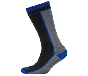 SealSkinz Mid Weight Mid Length Sock Black/Grey Unisex Large (Size 9-11 UK) (Unisex Large (Size 9-11 UK))