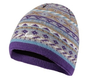 SealSkinz Unisex Jacquard Waterproof Meadow Beanie Grey and Purple S/M (Size 55-57cm) (S/M (Size 55-57cm))