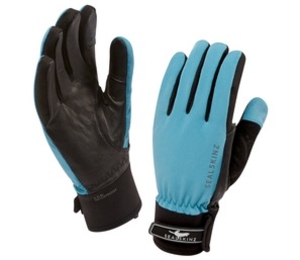 SealSkinz Womens All Season Glove Black/Sky Blue Large (Size 8 UK) (Large (Size 8 UK))