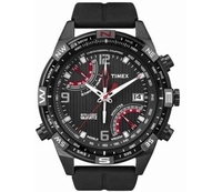 Timex IQ Fly-back Compass Chrono Black Silicone Strap