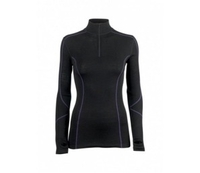 Trekmates Women Merino Contrast Stitch Zip Top Black/Purple (Size Large/UK 14) (Large/UK 14)