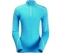 Trekmates Women Merino Contrast Stitch Zip Top Teal/Off White (Size XLarge/UK 16) (XLarge/UK 16)