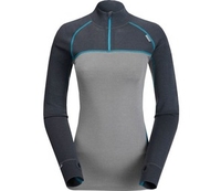 Trekmates Women Mountain XT Series Merino Elite Zip Top Ebony/Grey/Blue (Size Large/UK 14) (Large/UK 14)
