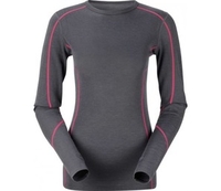 Trekmates Womens Merino Contrast Stitch Crew Graphite/Pink (Size Small 34in Chest) (Small (34in Chest))