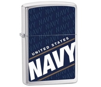 Zippo Blue US Navy Brushed Chrome Lighter (24813) (Zippo Blue US Navy Brushed Chrome Lighter (24813))