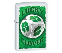 Zippo Clover Dice White Matte Lighter (28298) (Zippo Clover Dice White Matte Lighter (28298))
