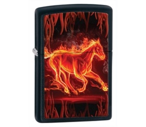 Zippo Horse Flaming Black Matte Lighter (Zippo Horse Flaming Black Matte Lighter)