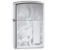 Zippo Scroll Design V Panel High Polish Chrome