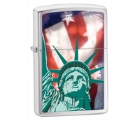 Zippo Statue of Liberty Flag Brushed Chrome Lighter (28282) (Zippo Statue of Liberty Flag Brushed Chrome Lighter (28282))