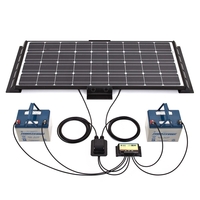 Biard 100W Black Solar Panel Kit with End/Side Mounts,  10A Dual Battery Charge Controller,  5m Extention Cables & Branch Connectors