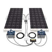 Biard 200W White Solar Panel Kit with End/Side Mounts,  20A Dual Battery Charge Controller,  5m Extension Cables & Branch Connectors