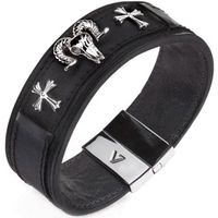 Embossed Leather Cross Bracelet